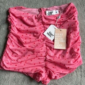 NWT Tiger Mist Pink Ruched Shorts Small